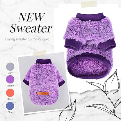 Dog Sweaters for Small Dogs Girl Boy Winter Puppy Sweater Clothes Fleece Warm Pet Outfit for Chihuahua Yorkie Teacup Cute Plain Cold Weather Dog Coat Cat Apparel Clothing (X-Small