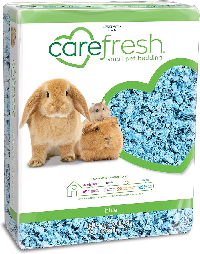 carefresh 99% Dust-Free Blue Natural Paper Small Pet Bedding with Odor Control, 50 L