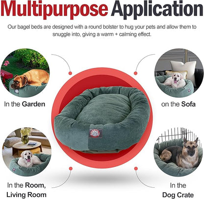 Majestic Pet 52 Inch Micro Velvet Calming Dog Bed Washable – Cozy Soft Round Dog Bed with Spine for Head Support 52x35x11 (inch)