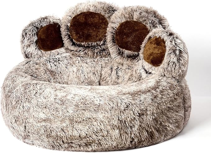 Jiupety Pet Round Bed of Paw Shape (26"×26"×8"), Gray