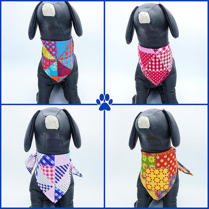 10pcs Dog Bandanas Patchwork for Xs Small Breed Dog Kerchief Triangle Bibs Scarves Pink Blue Yellow Girl Boy Grooming Costume