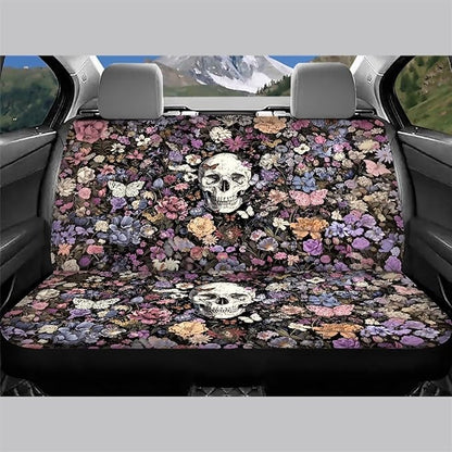 AFPANQZ Skull Floral Car Seat Cover Rear Seats Only High Stretchy Washable Bucket Seat Cushion Protector Backseats Covers for Girls Women