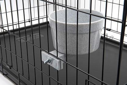 Lixit Quick Lock Removable Dog Kennel Bowls for Wire and Soft Sided Crates (40oz Wire Crate, Granite Pack of 2)