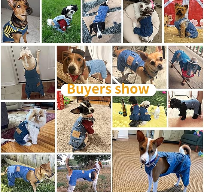 Dog Shirts Clothes Denim Overalls, Pet Jeans Onesies Apparel, Puppy Jean Jacket Sling Jumpsuit Costumes, Fashion Comfortable Blue Pants Clothing for Small Medium Dogs Cats Boy Girl (Blue, X-Large)