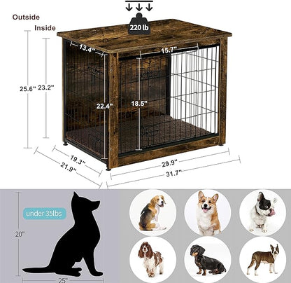 DWANTON Dog Crate Furniture with Cushion 32.5" L,