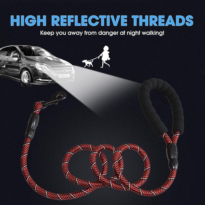 BAAPET 2/4/5/6 FT Dog Leash with Comfortable Padded Handle and Highly Reflective Threads for Small Medium and Large Dogs (5FT-1/2''