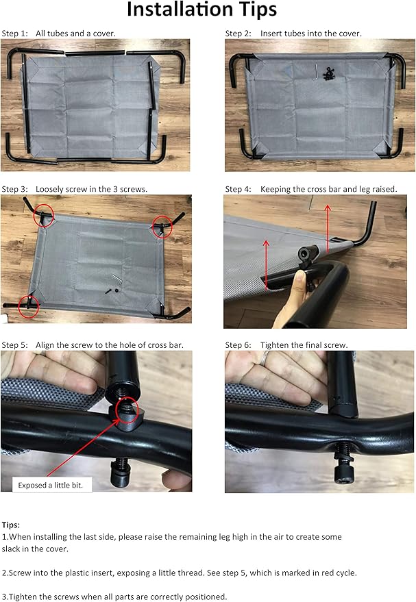 PHYEX Heavy Duty Steel-Framed Portable Elevated Pet Bed 43.5" L 25.5" W 7.8" H(M,