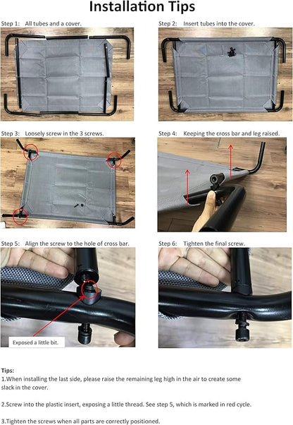 PHYEX Heavy Duty Steel-Framed Portable Elevated Pet Bed 43.5" L 25.5" W 7.8" H(M,