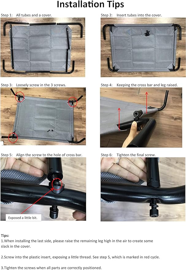 PHYEX Heavy Duty Steel-Framed Portable Elevated Pet Bed 43.5" L 25.5" W 7.8" H(M,