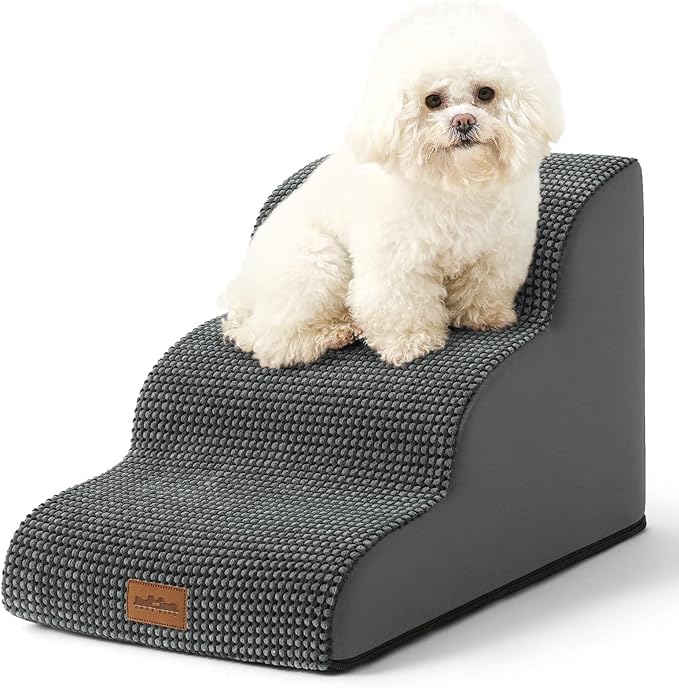 Dog Stairs for Couch or Low Bed 15.7x22.4x15.7in, Dark 3 Tiers