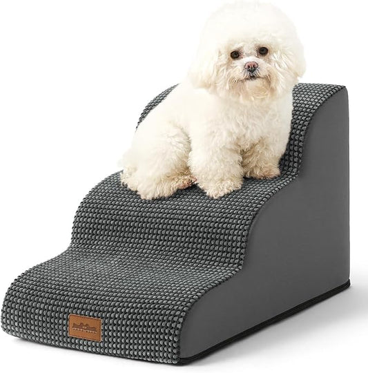 Dog Stairs for Couch or Low Bed 15.7x22.4x15.7in, Dark 3 Tiers