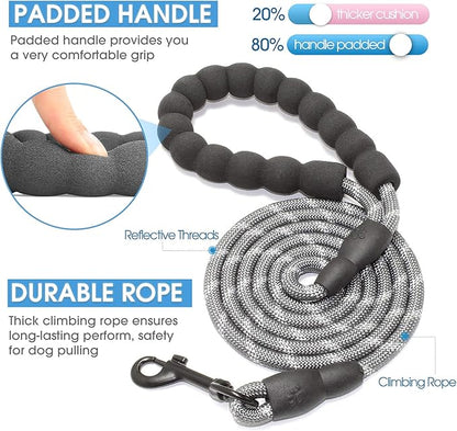 BAAPET 2/4/5/6 FT Dog Leash with Comfortable Padded Handle and Highly Reflective Threads for Small Medium and Large Dogs (5FT-1/3''