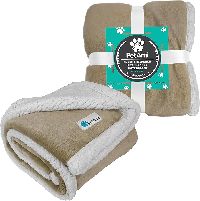PetAmi WATERPROOF Dog Blanket For Bed 80x60 Taupe