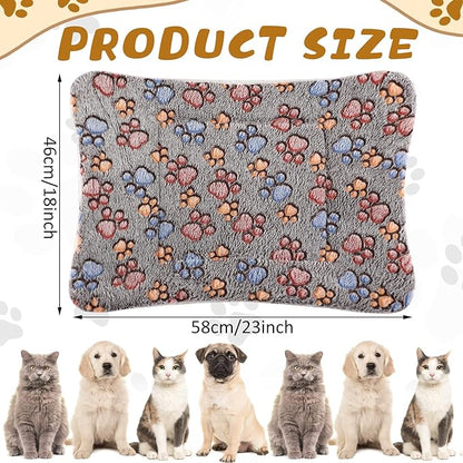 4 Pack Ultra Soft Dog Cat Bed Mat with Cute Prints Reversible Fleece Dog Crate Kennel Pad Cozy Washable Thickened Hamster Guinea Pig Bed Pet Bed Mat for Small Animals (Gray,23 x 18 Inches)