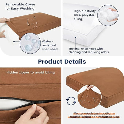 Miguel Durable Canvas Dog Bed Waterproof Dog Bed with Removable Washable Cover 14 Ounce Canvas Dog Pillow for Large Medium Small Dogs Indoor Outdoor Pet Mat 40 x 30 inch,