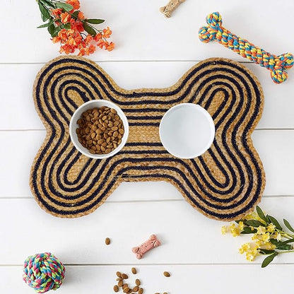 16.5X21 inch Pack of 1 Dog Feeding Mat Cat Pet Dining Mat Natural Jute Material Rug Small Mat for Pet (Dog Chew 16.5"X21")