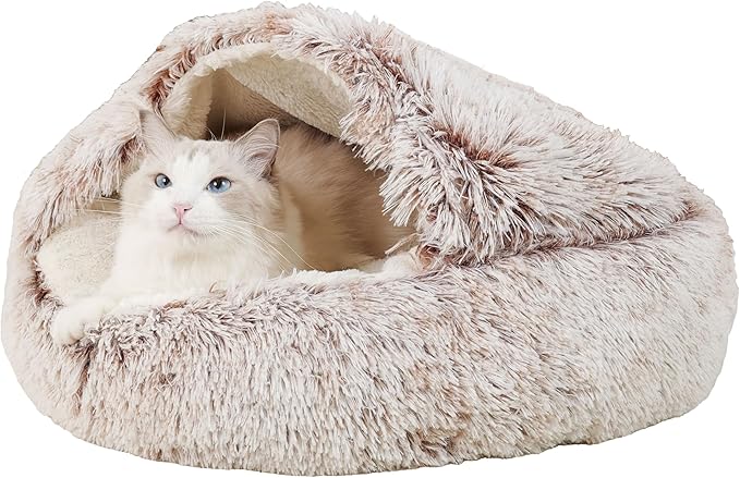 Cat Beds for Indoor Cats Cave & Calming Dog Beds Bed,27inch, Coffee