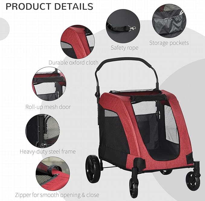 NicBex Dog Stroller Modern Pet Stroller Universal Wheel with Storage Basket Pet Stroller for Medium Dogs Classic Ventilated Foldable Oxford Fabric for Medium Size Dogs