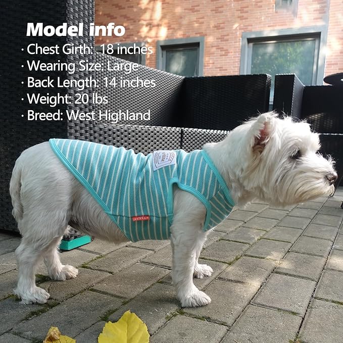 KYEESE 2Pack Dog Shirts Striped for Small Dogs Soft Stretchy Dog T-Shirts Lightweight Dog Tank Top Sleeveless Dog Vest Breathable Cat Shirt