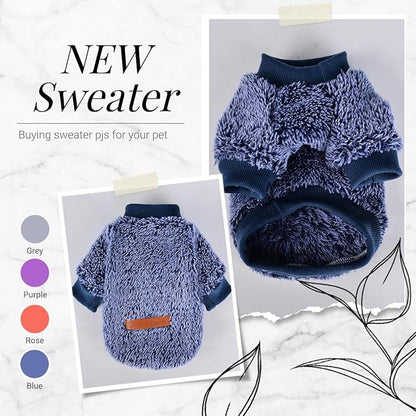 Dog Sweaters for Small Dogs Girl Boy Winter Puppy Sweater Clothes Fleece Warm Pet Outfit for Chihuahua Yorkie Teacup Cute Plain Cold Weather Dog Coat Cat Apparel Clothing (Medium