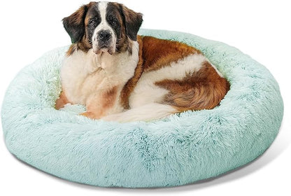 Best Friends by Sheri The Original Calming Donut Cat and Dog Bed in Shag Fur Baby Blue 45"