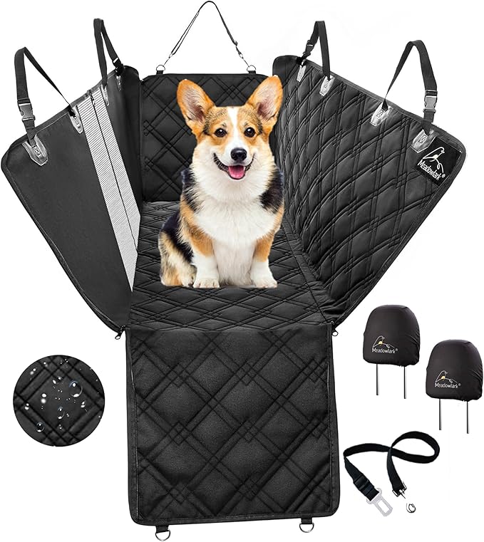Meadowlark Dog Car Seat Cover with Mesh Window (54" W 58" L)