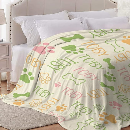 Personalized Dog Blankets Dog Paw Print Blanket Puppy Blanket 60"x50"