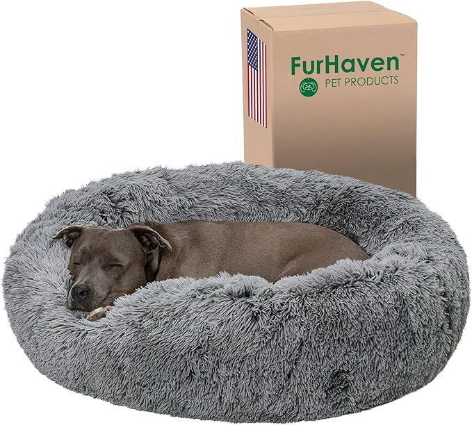 Furhaven 36" Round Calming Donut Dog Bed for Large/Medium Dogs 75 lbs