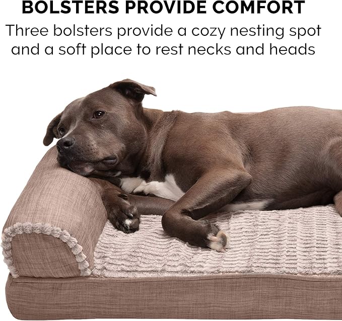 Furhaven Orthopedic Dog Bed for Large Dogs w/ Removable Bolsters & Washable Cover 125 lbs