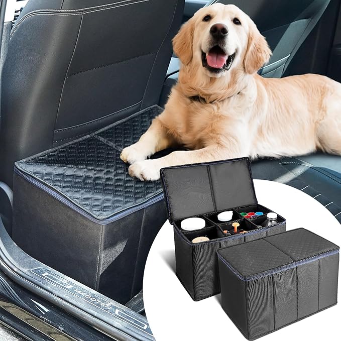 Abbylike 2 Pcs Dog Back Car Seat Extender Pet Seat Extender with Adjustable Storage Bins for Travel