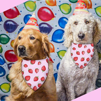 Strawberry Fruit Dog Bandana Washable Pets Scarf Triangle Adjustable Handkerchief