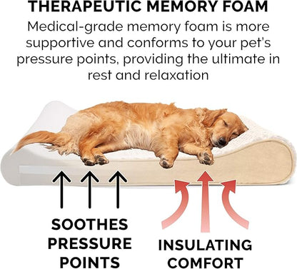 Furhaven Memory Foam Dog Bed for Large Dogs w/ Removable Washable Cover 150 lbs