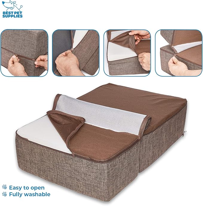 Best Pet Supplies Foldable Foam Pet Steps for Small Dogs and Cats 2-Step