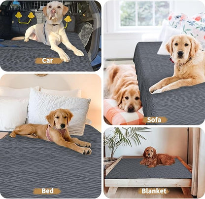 2 Packs Waterproof Dog Bed Cover,Pet Blanket Furniture Sofa Couch Cover,30x70 Inch Anti-Slip Pet Bed Mat Double-Sided Furniture Protector Washable Reusable for Most Cats,Dogs,Pets(2 Pcs-Grey/Camel)