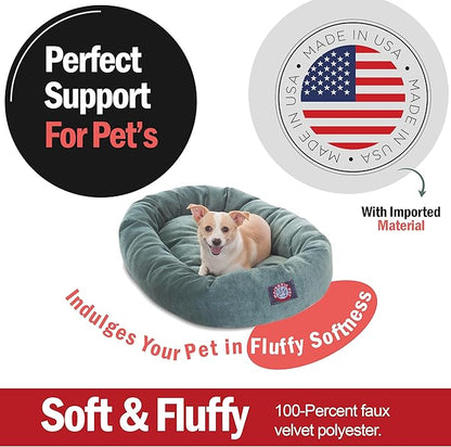 Majestic Pet 32 Inch Micro Velvet Calming Dog Bed Washable – Cozy Soft Round Dog Bed with Spine for Head Support 32x23x7 (inch)