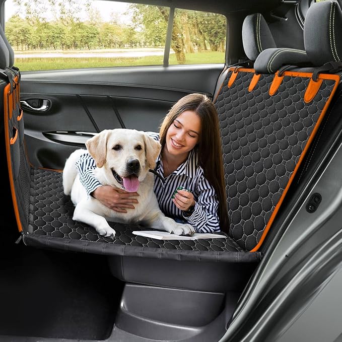 Victoper Back Seat Extender for Dogs 440 LB, 600D Heavy 2 Seatbelts, 100% Waterproof