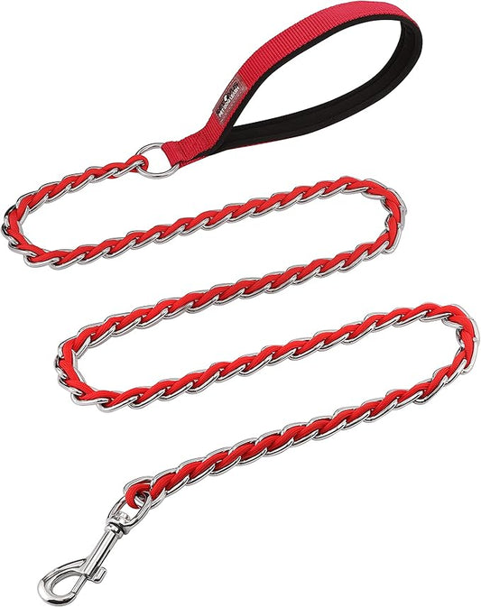 Chain Dog Leash Chew Proof Metal Leash for Medium Large Dogs 4FT Strong 3.0