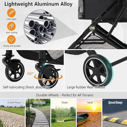 Kenyone 3-in-1 Pet Stroller for Small Medium Dogs