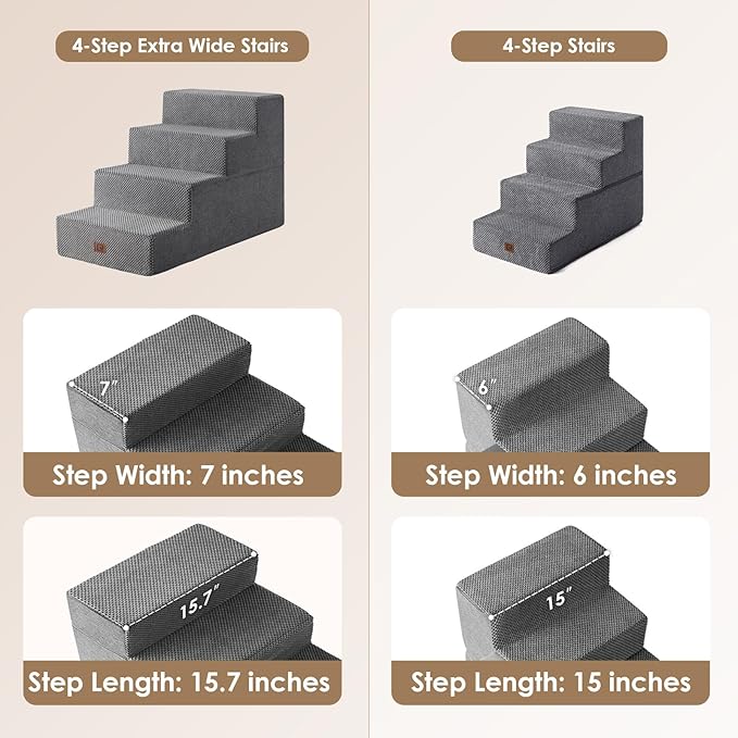 EHEYCIGA Dog Stairs for Bed 18”H 4-Step Extra