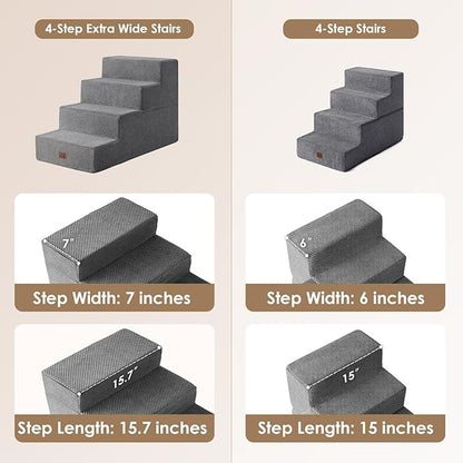 EHEYCIGA Dog Stairs for Bed 18”H 4-Step Extra