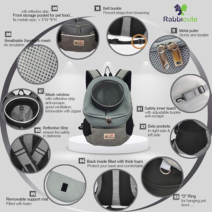 Pet Dog Carrier Backpack Adjustable Breathable Front Pack