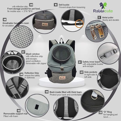 Pet Dog Carrier Backpack Adjustable Breathable Front Pack