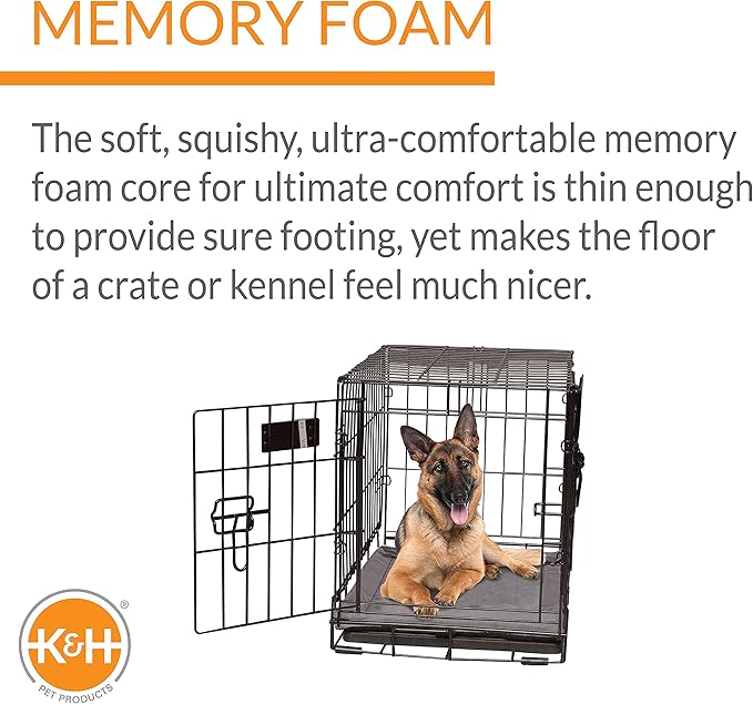 K&H Pet Products Memory Foam Crate Pad Gray 32 X 48 Inches