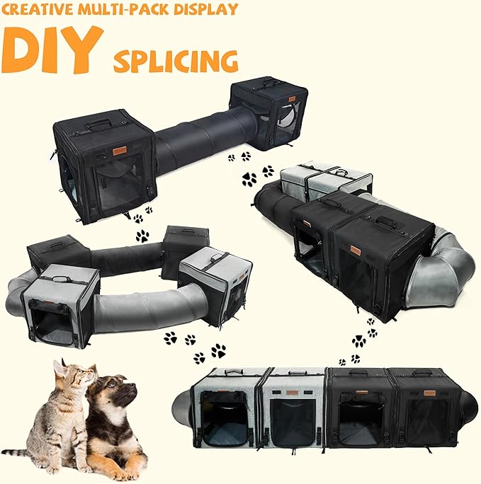 Cat Travel Carrier with Litter Box 2-in-1 Portable Double Cat Carriers for 2 Cats and Pet Shelter Ideal for Multiple Cats Soft Foldable Design with Shoulder Strap