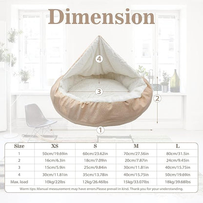 Dog Bed Warm with Hooded Blanket 39.7lbs, 31.5inch