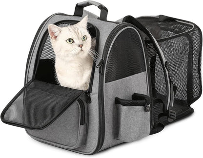 Expandable Cat Backpack Carrier, Pet Carrier Backpack Foldable Designed for Travel Airline-Approved,Breathable Mesh Dog Carrier Backpack for Small Cats Dogs Car,Outdoor,Hiking,Camping