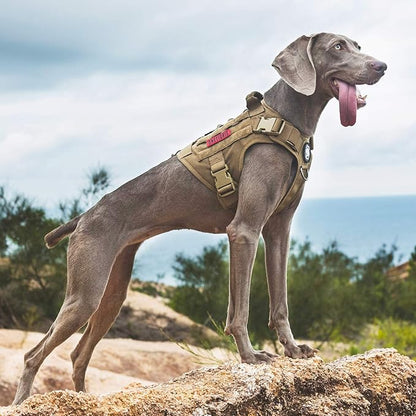 OneTigris Dog Harness,Tactical Dog Harness with Handle,No-Pull Service Dog Vest with Hook & Loop Panels,Adjustable Dog Vest Harness for Walking Hiking Training(Coyote Brown,X-Large)