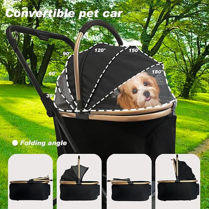 3 in 1 Folding Pet Stroller 4-Wheel Pet