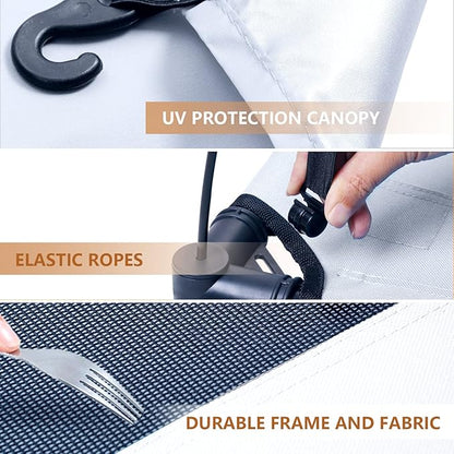 S/M/L Outdoor Elevated Dog Cot with Canopy & Side Shade for Camping Small Medium Dogs (Carry Bag)