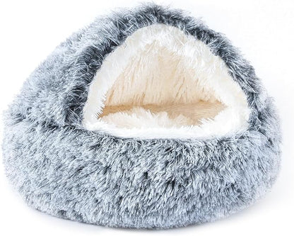 NOYAL Dog Bed Round Hooded Plush Cat Cave